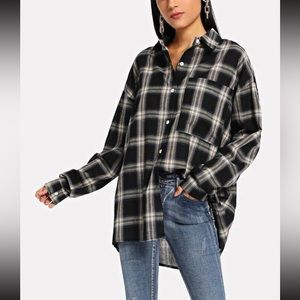 Plaid oversized boyfriend shirt - S